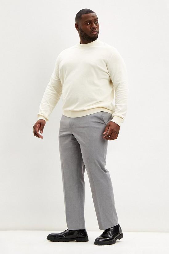 Burton Plus Regular Fit Light Grey Smart Trousers 1
