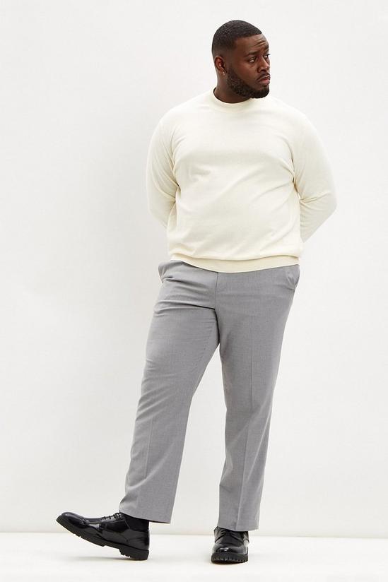 Burton Plus Regular Fit Light Grey Smart Trousers 2