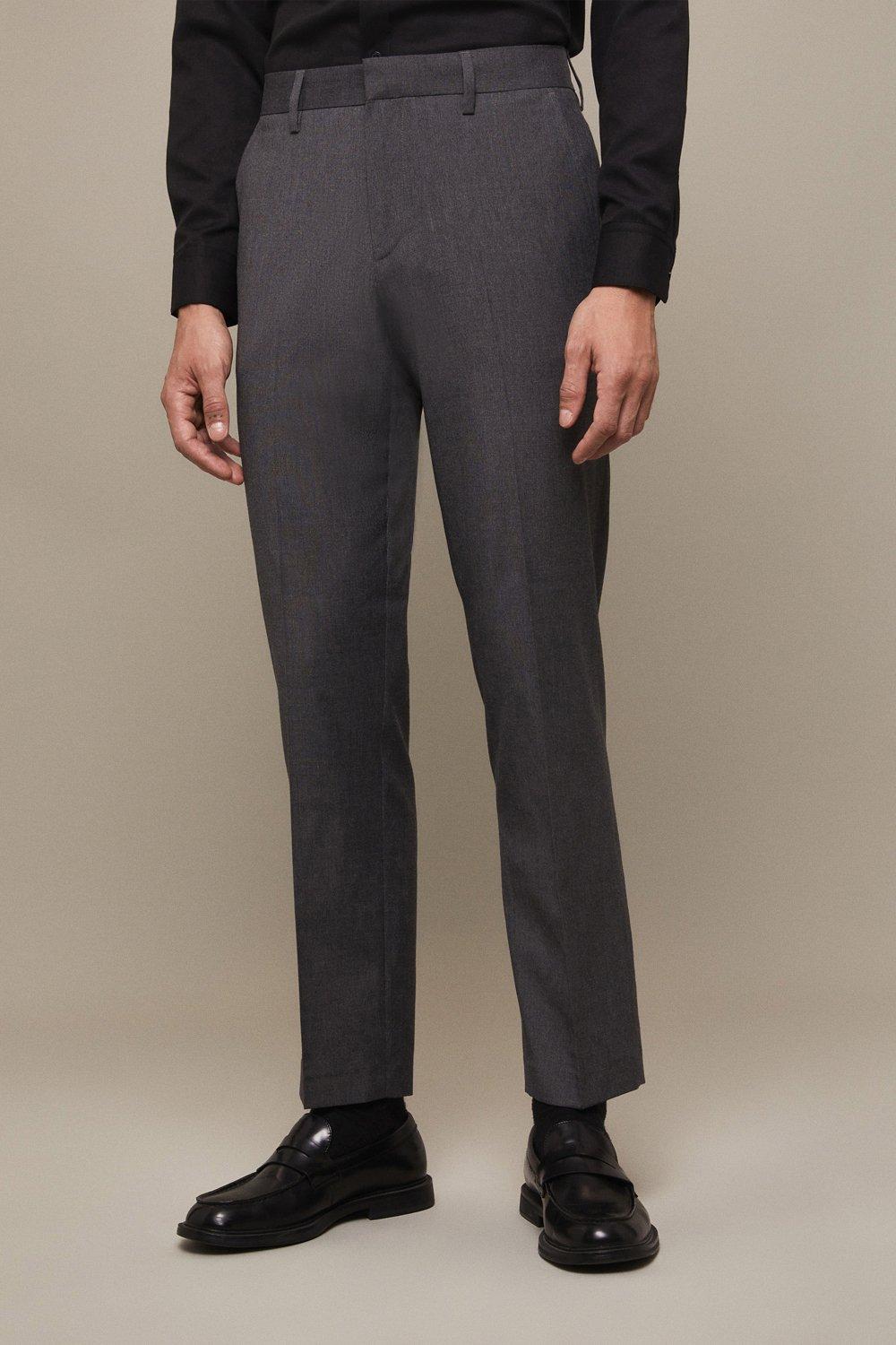 Trousers | Tailored Fit Charcoal Smart Trousers | Burton