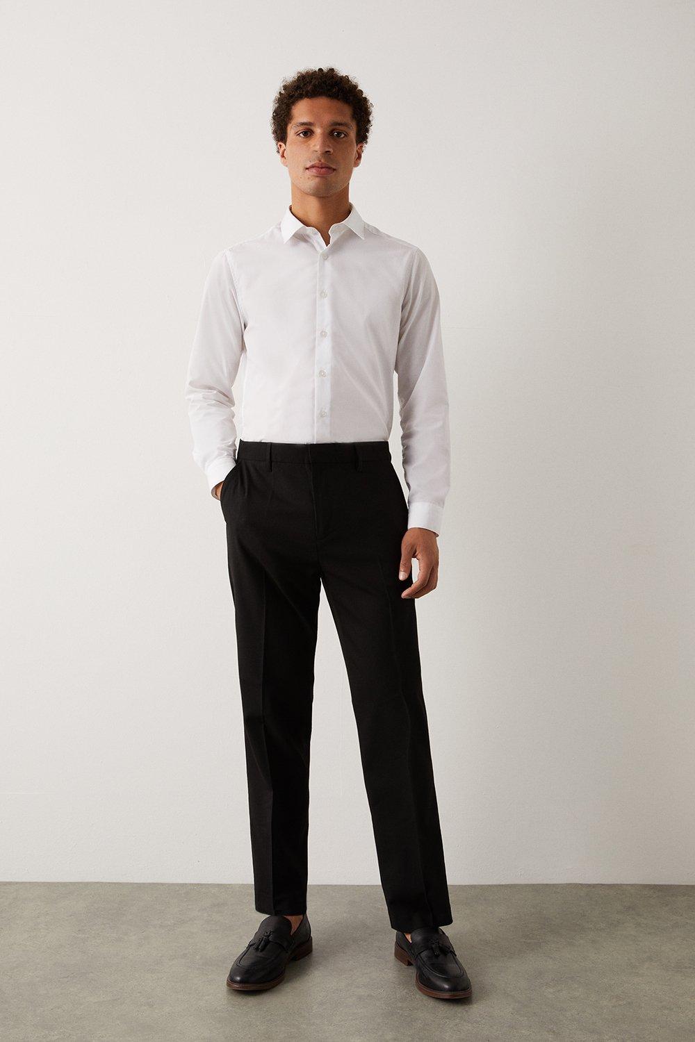 Mens Tailored Fit Black Smart Trousers