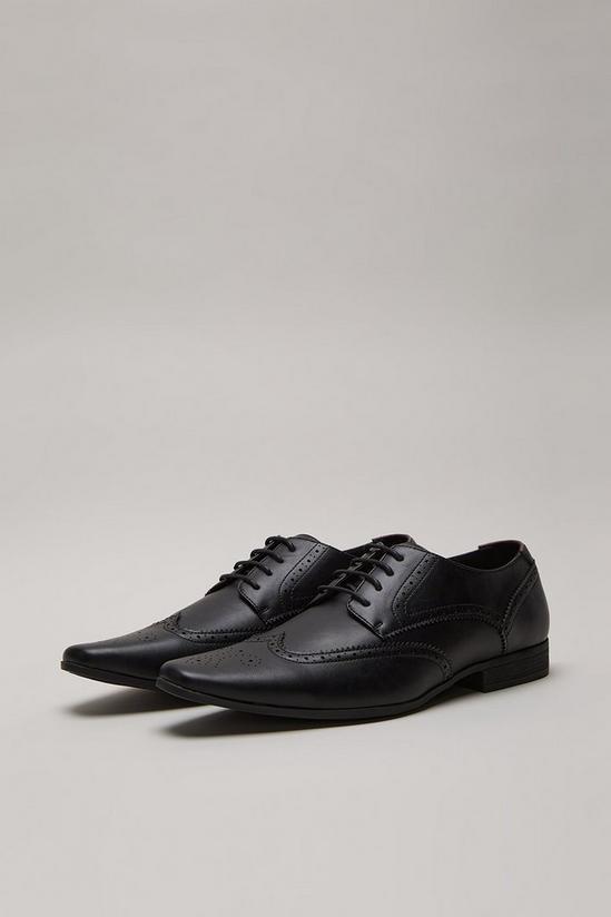 Burton Black Leather Look Brogue Shoes 2