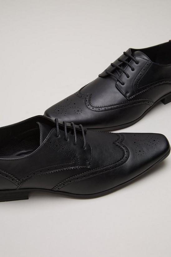 Burton Black Leather Look Brogue Shoes 4