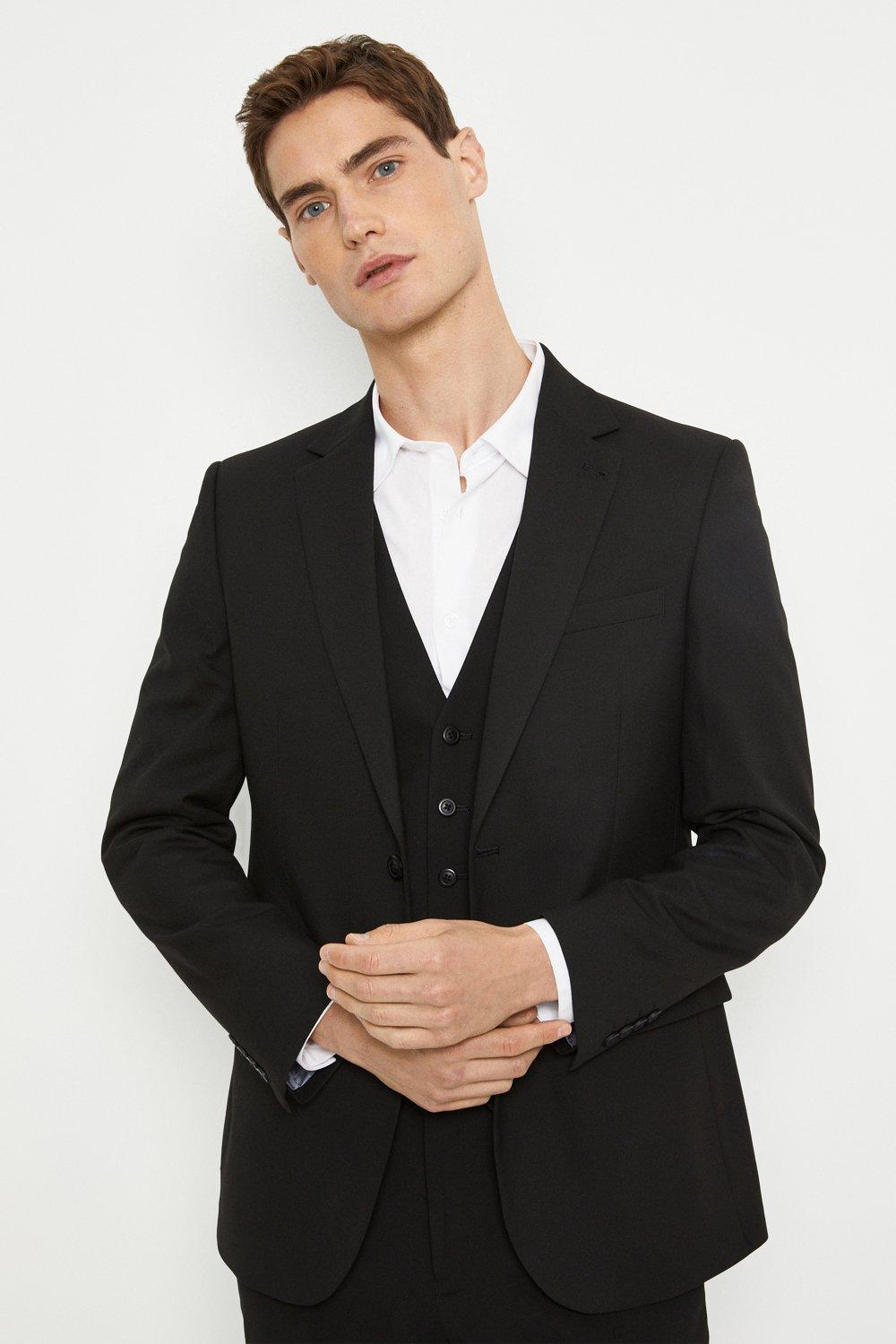 Mens Plus And Tall Tailored Black Suit Jacket