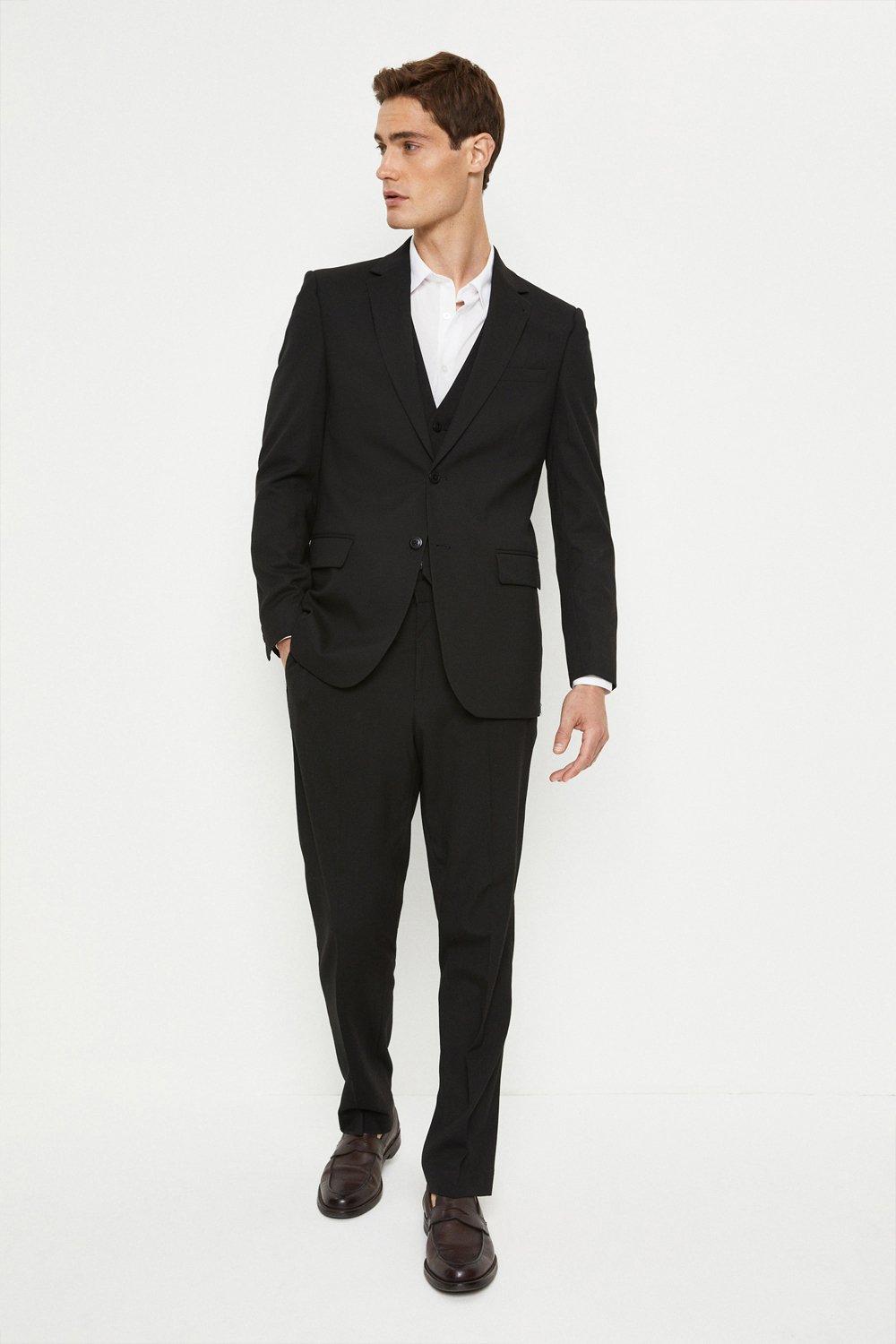 Mens Plus And Tall Tailored Black Suit Trousers