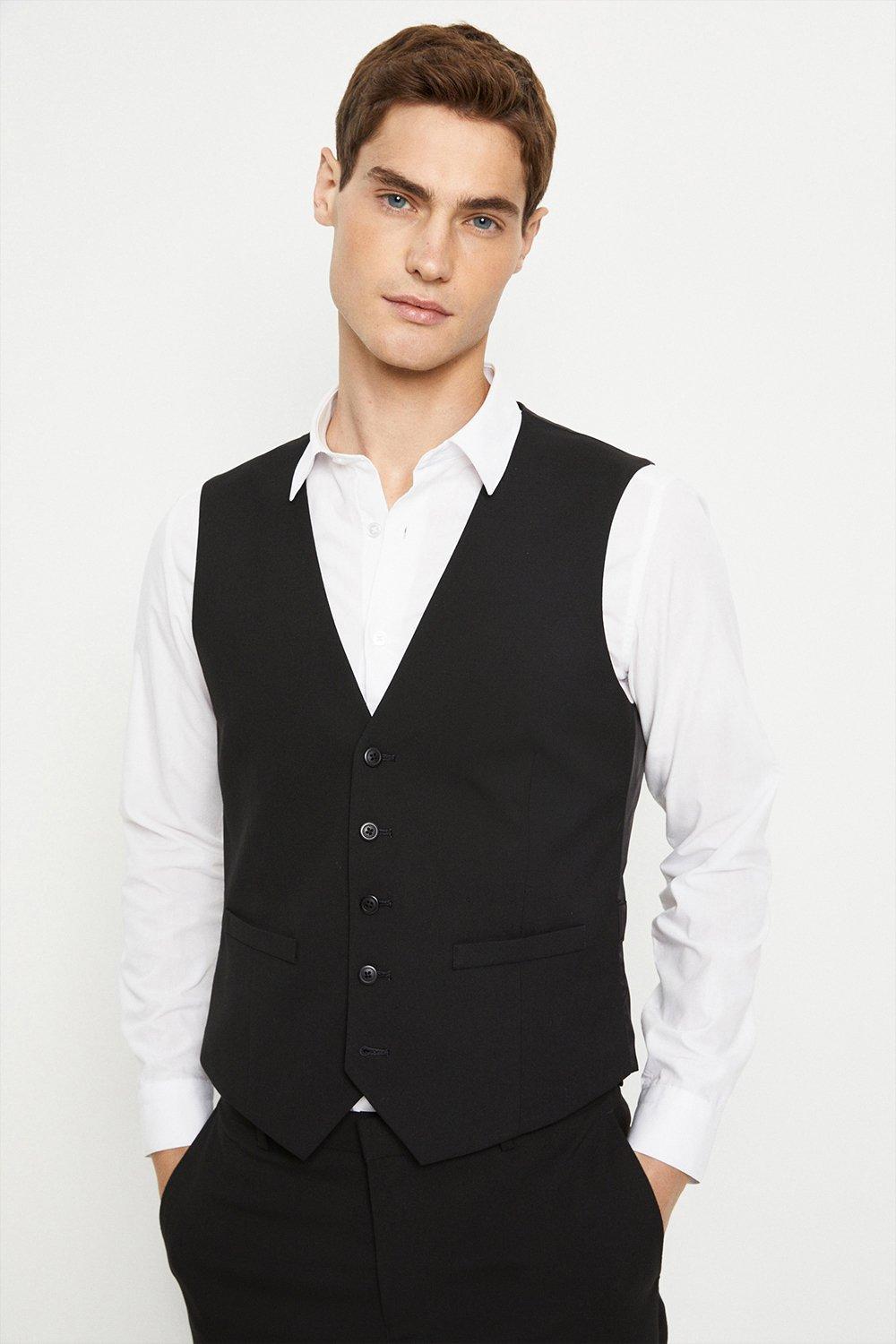 Mens Plus And Tall Tailored Black Waistcoat