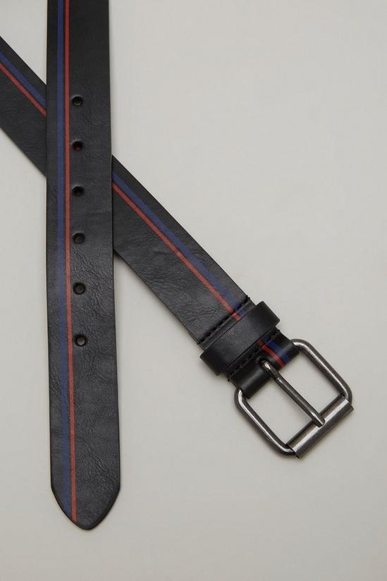 Burton Black Belt With Red And Navy Stripe Print 2