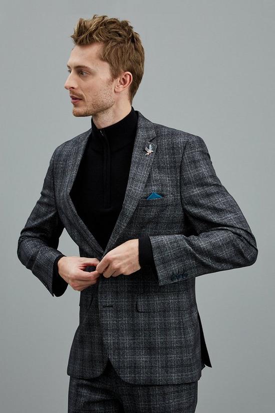 Burton Slim Fit Grey Texture Check Jacket 1