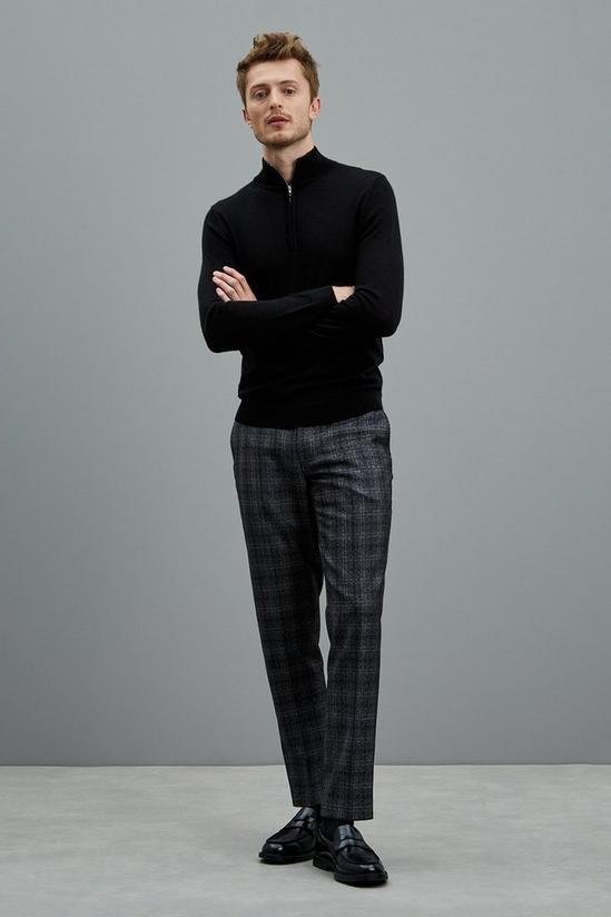 Burton Slim Fit Grey Texture Check Trouser 1