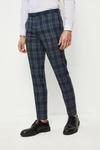 Burton Skinny Fit Navy Green Check Suit Trousers thumbnail 1