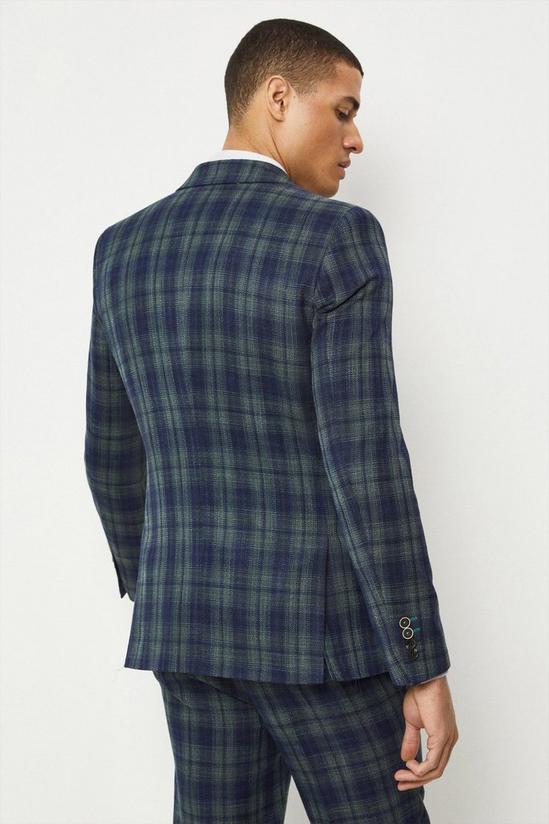 Burton Skinny Fit Navy Green Check Suit Jacket 3
