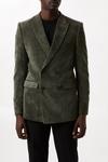 Burton Slim Fit Green Cord Double Breasted Jacket thumbnail 2