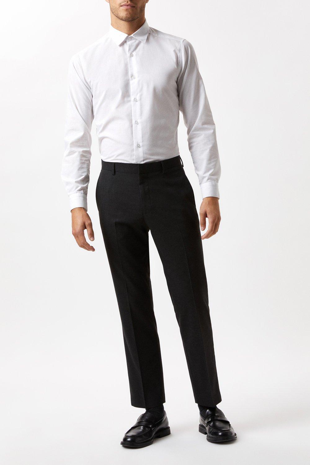 Mens Plus And Tall Tailored Charcoal Essential Trousers
