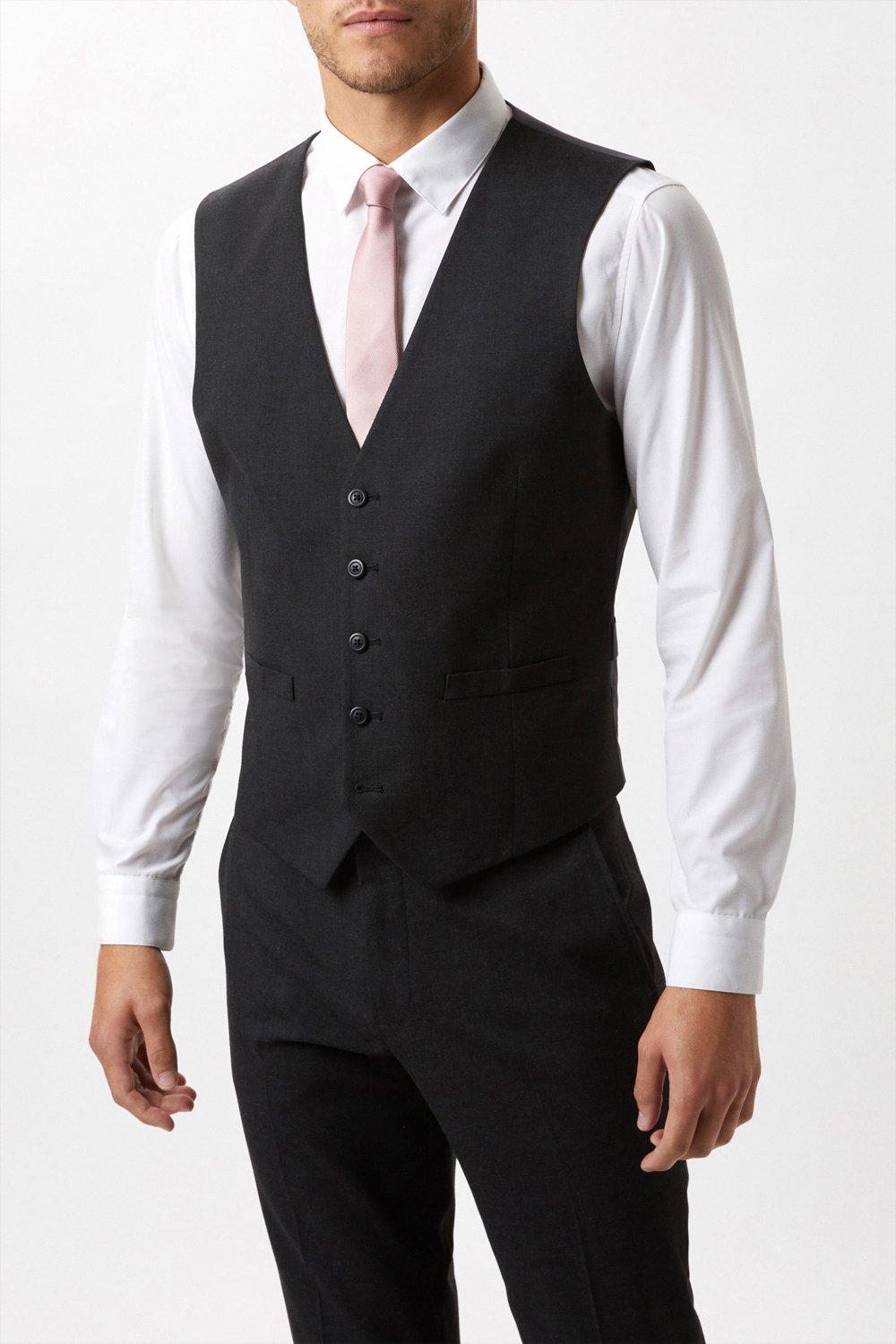 Mens Plus And Tall Charcoal Essential Slim Waistcoat