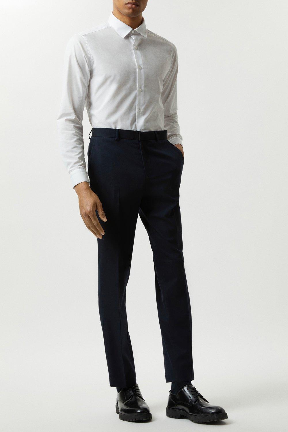 Mens Plus And Tall Skinny Navy Essential Trousers