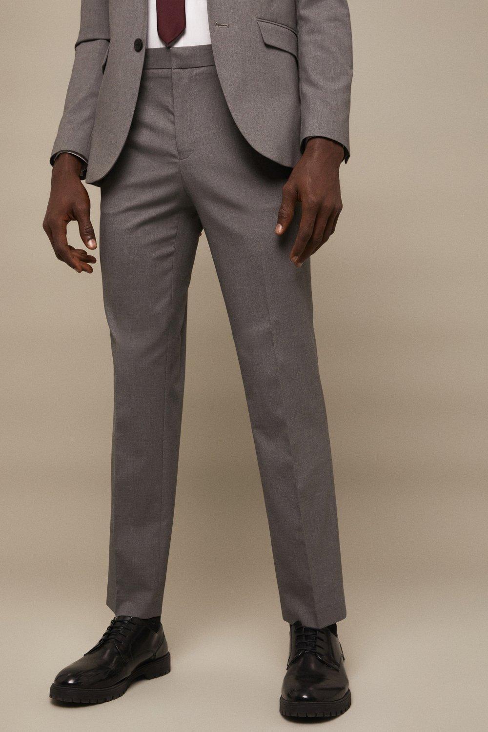 Mens Plus And Tall Tailored Grey Essential Trousers