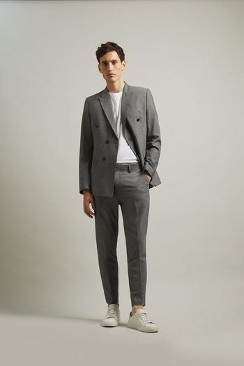 Related Product Slim Fit Grey Basketweave Double Breasted Suit Jacket