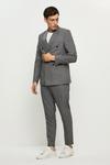 Burton Slim Fit Grey Basketweave Double Breasted Suit Jacket thumbnail 2