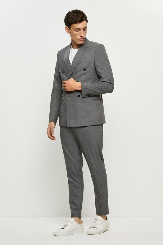Burton Slim Fit Grey Basketweave Double Breasted Suit Jacket 2