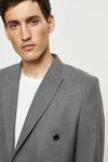 Burton Slim Fit Grey Basketweave Double Breasted Suit Jacket thumbnail 4