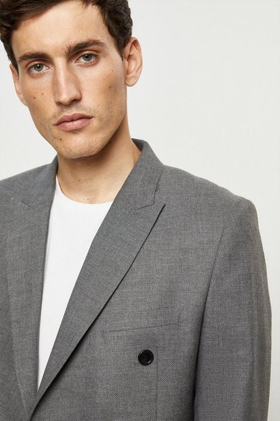 Burton Slim Fit Grey Basketweave Double Breasted Suit Jacket 4