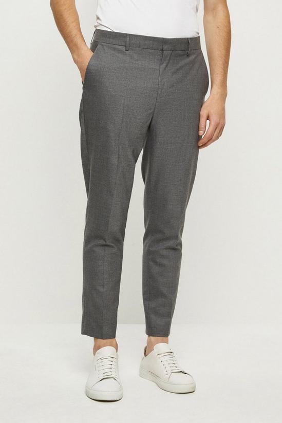 Burton Slim Tapered Fit Grey Basketweave Suit Trousers 1