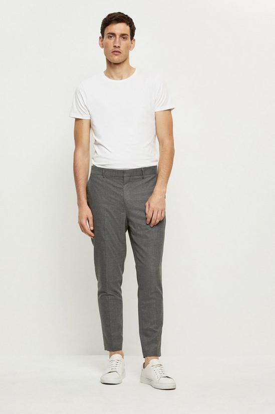 Burton Slim Tapered Fit Grey Basketweave Suit Trousers 2