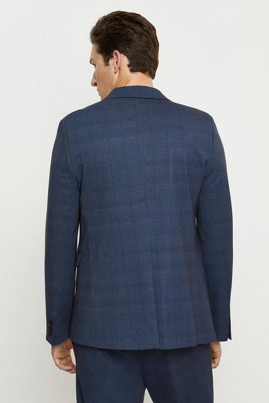 Burton Blue Slim Fit Checked Jersey Suit Jacket 3