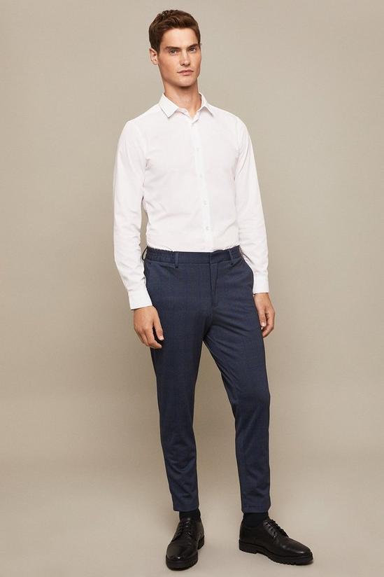 Burton Blue Slim Fit Check Jersey Smart Trousers 2