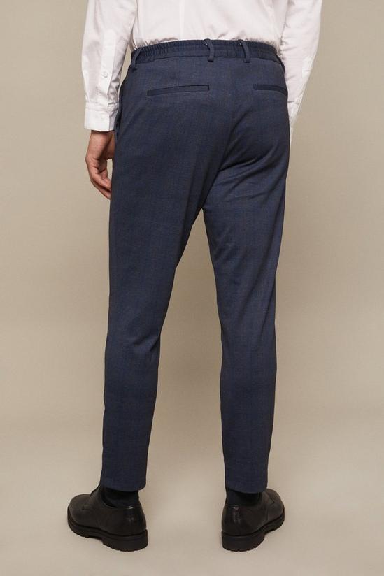 Burton Blue Slim Fit Check Jersey Smart Trousers 3