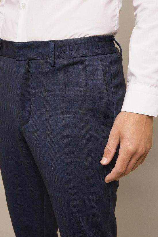 Burton Blue Slim Fit Check Jersey Smart Trousers 4