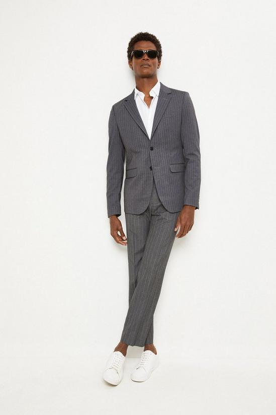 Burton Slim Fit Grey Stripe Jersey Suit Jacket 2