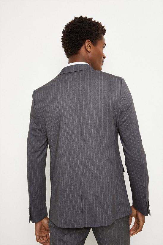 Burton Slim Fit Grey Stripe Jersey Suit Jacket 3