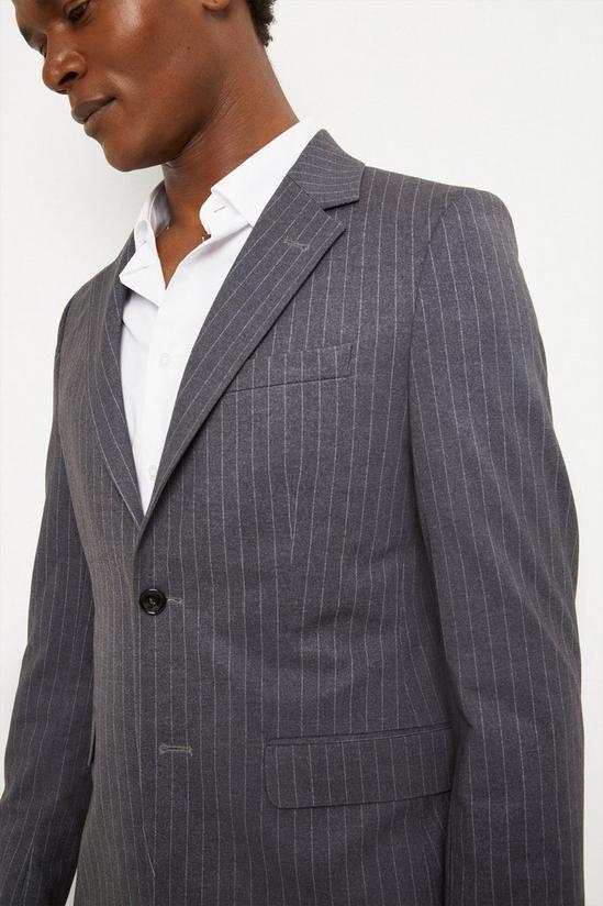 Burton Slim Fit Grey Stripe Jersey Suit Jacket 4