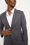Burton Slim Fit Grey Stripe Jersey Suit Jacket thumbnail 5