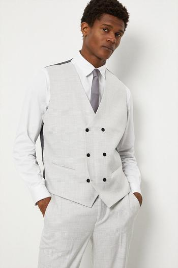 Related Product Slim Fit Light Grey Pow Check Suit Waistcoat