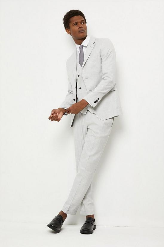 Burton Slim Fit Light Grey Pow Check Suit Waistcoat 2