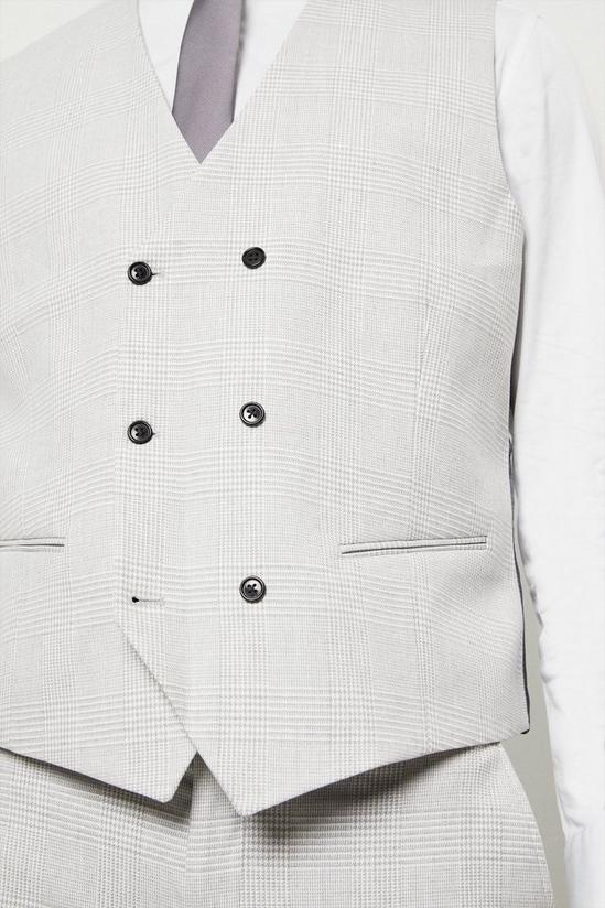 Burton Slim Fit Light Grey Pow Check Suit Waistcoat 5