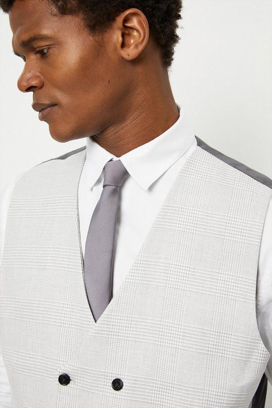 Burton Slim Fit Light Grey Pow Check Suit Waistcoat 6