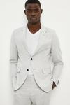 Burton Slim Fit Light Grey Overcheck Suit Jacket thumbnail 1