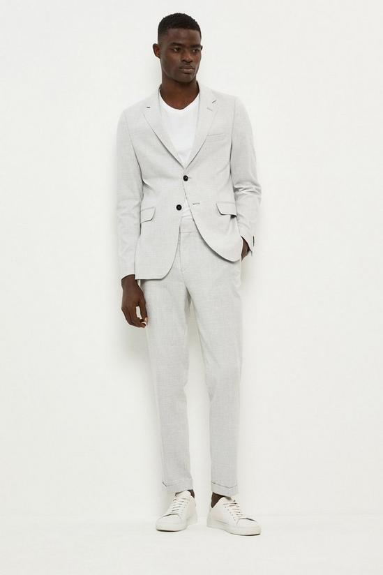 Burton Slim Fit Light Grey Overcheck Suit Jacket 2