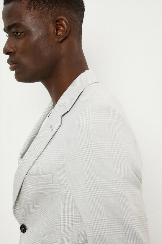 Burton Slim Fit Light Grey Overcheck Suit Jacket 4