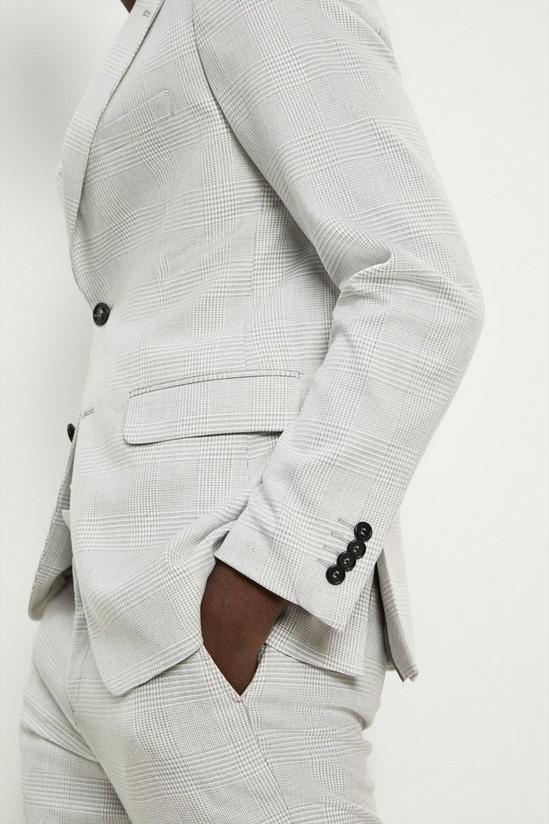 Burton Slim Fit Light Grey Overcheck Suit Jacket 5