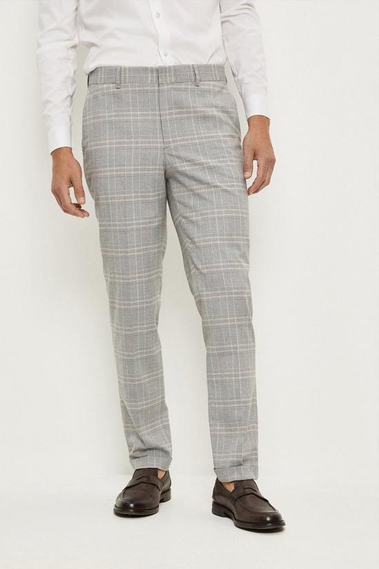 Burton Slim Fit Light Grey Overcheck Suit Trousers 1