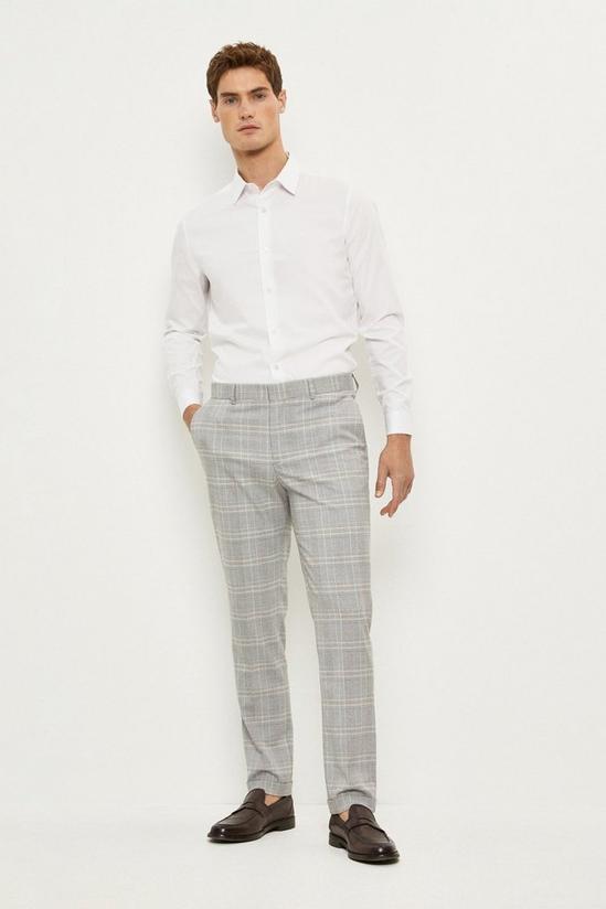 Burton Slim Fit Light Grey Overcheck Suit Trousers 2