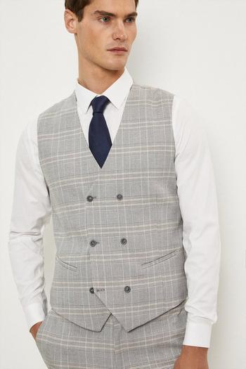 Related Product Slim Fit Light Grey Overcheck Waistcoat