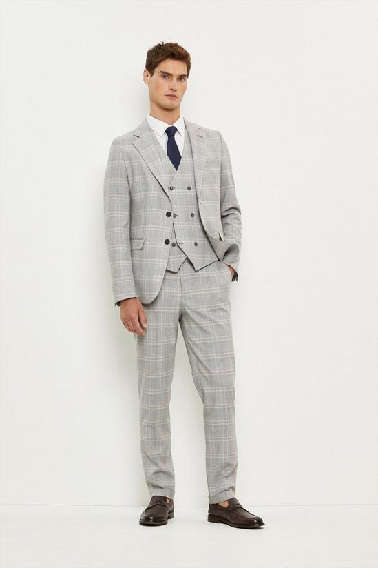 Burton Slim Fit Light Grey Overcheck Waistcoat 2