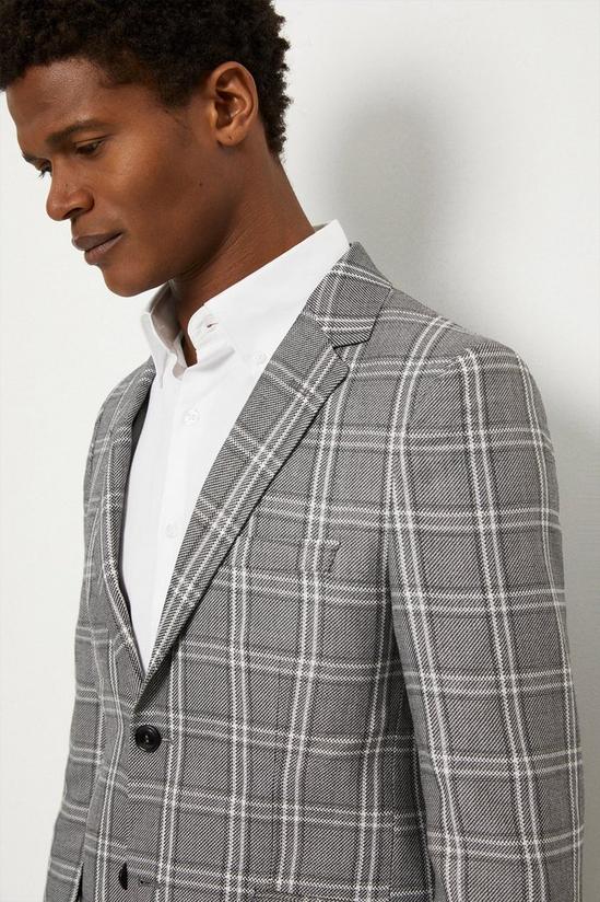 Burton Skinny Fit Grey Textured Check Suit Jacket 4