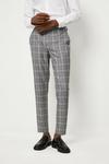 Burton Skinny Fit Grey Textured Check Suit Trousers thumbnail 1