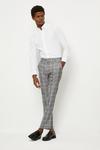 Burton Skinny Fit Grey Textured Check Suit Trousers thumbnail 2