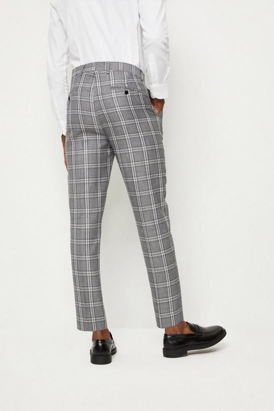 Burton Skinny Fit Grey Textured Check Suit Trousers 3